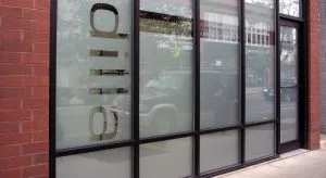 frosted glass storefront